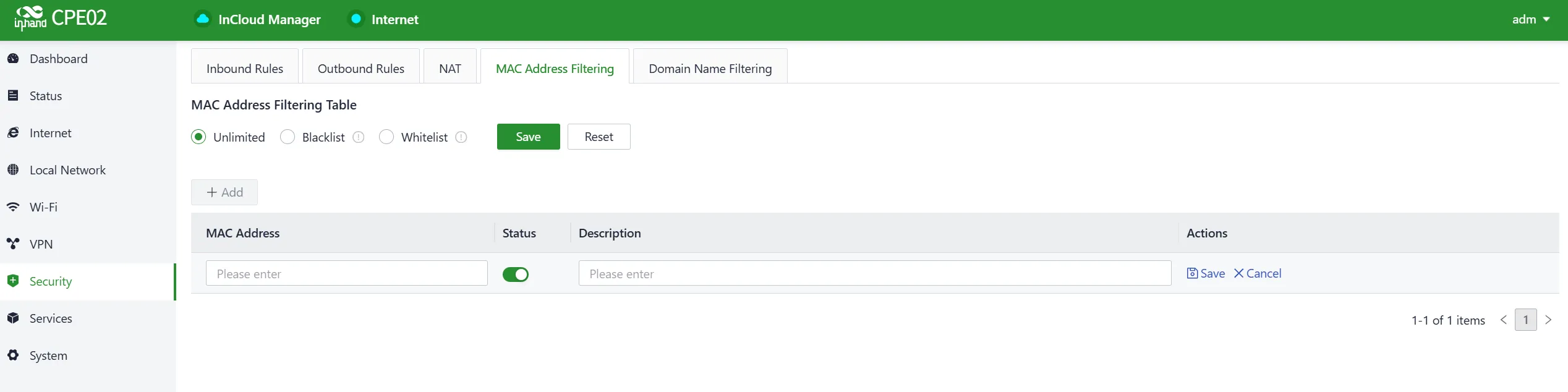 Add a MAC Address Filter Rule