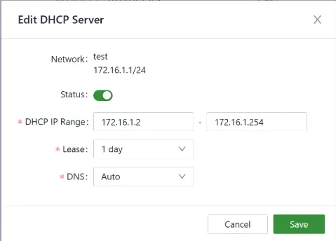 Edit the DHCP Server