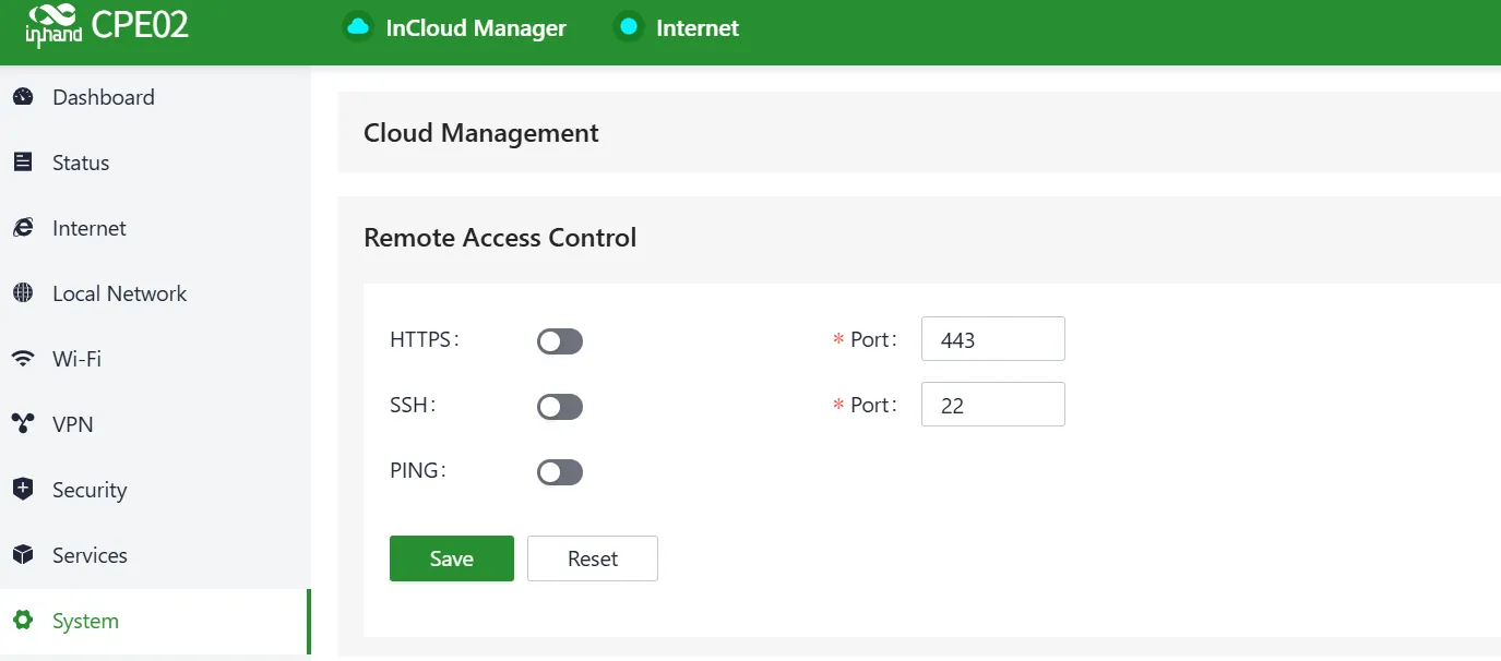 Configure the Remote Access Control