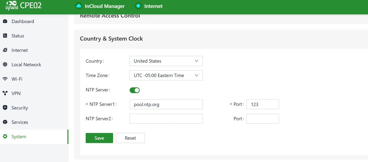 Set the System Clock and NTP Server