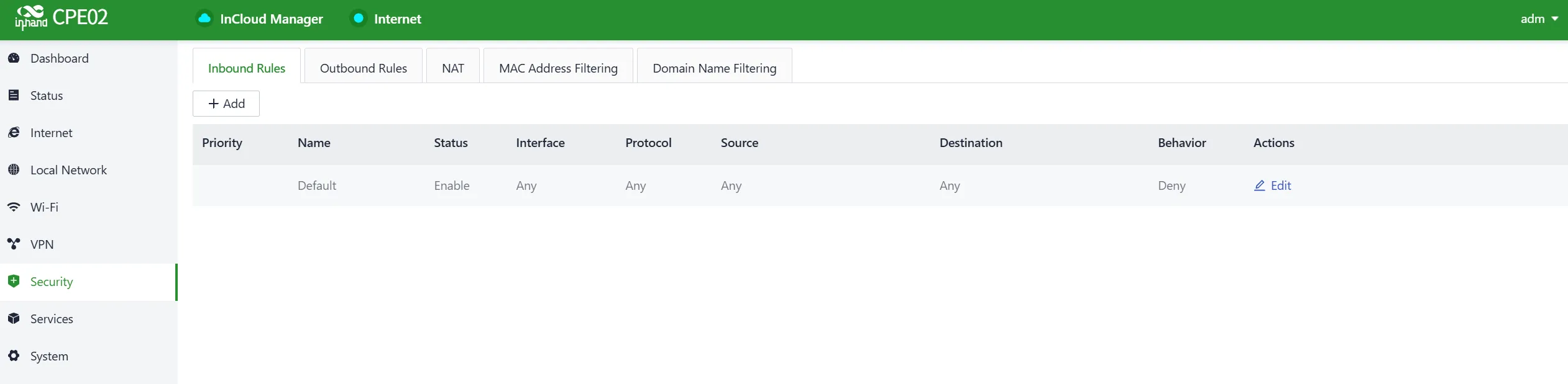 Set the Inbound/Outbound Rules