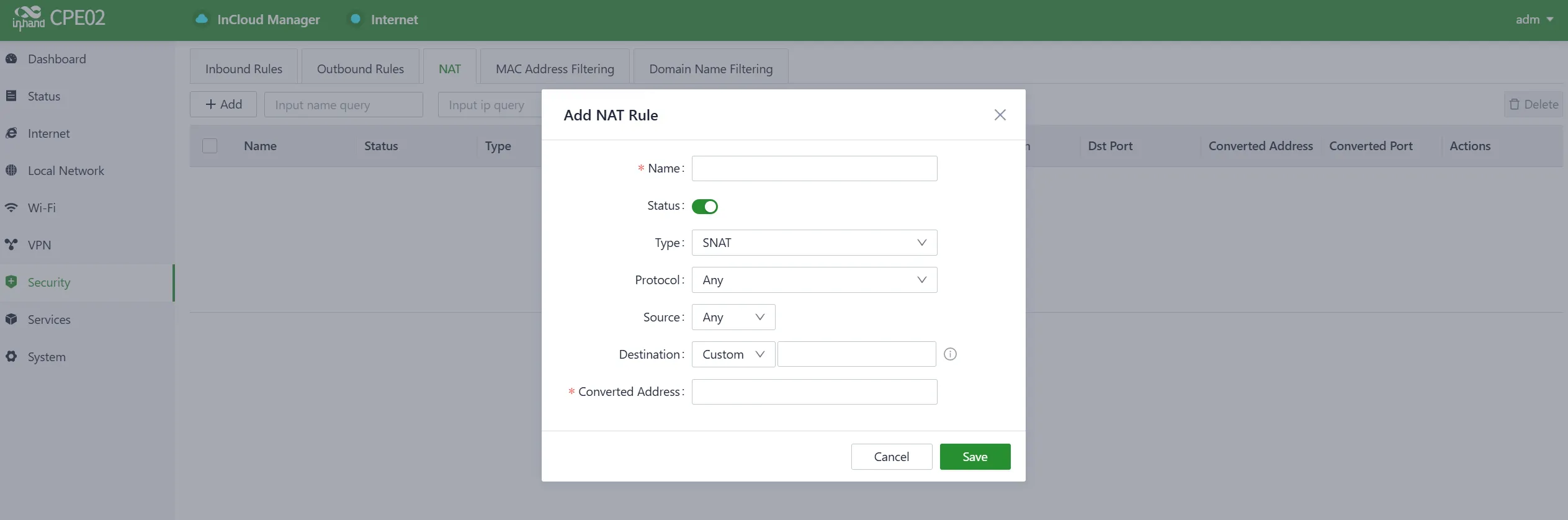Add a Port Forwarding Rule