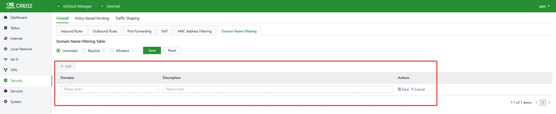 Add a Domain Name Filter Rule