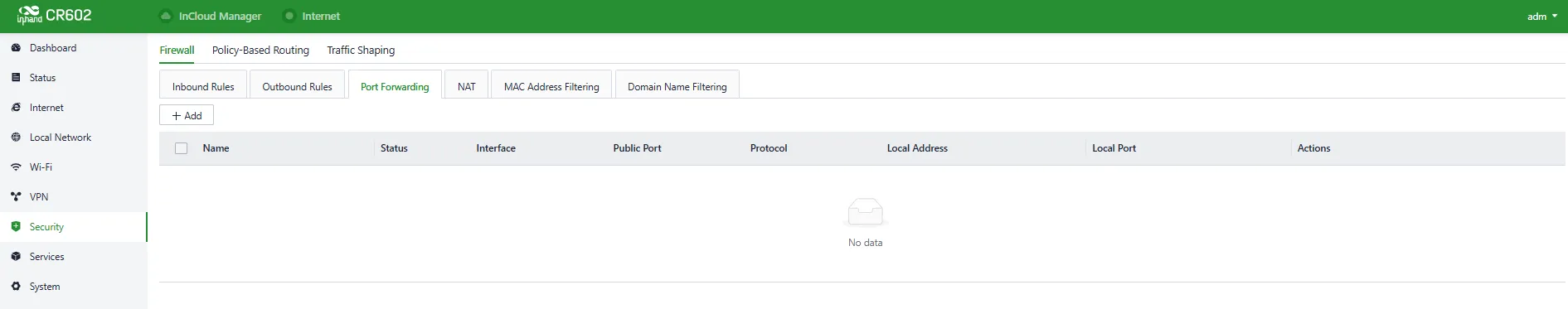 Set the Port Forwarding Rules