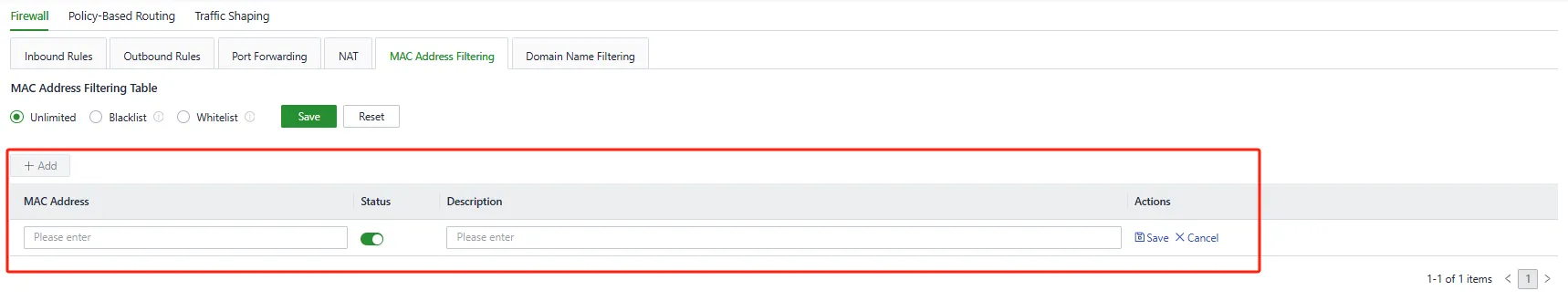 Add a MAC Address Filter Rule