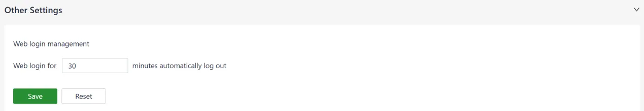 Set the web page logout time