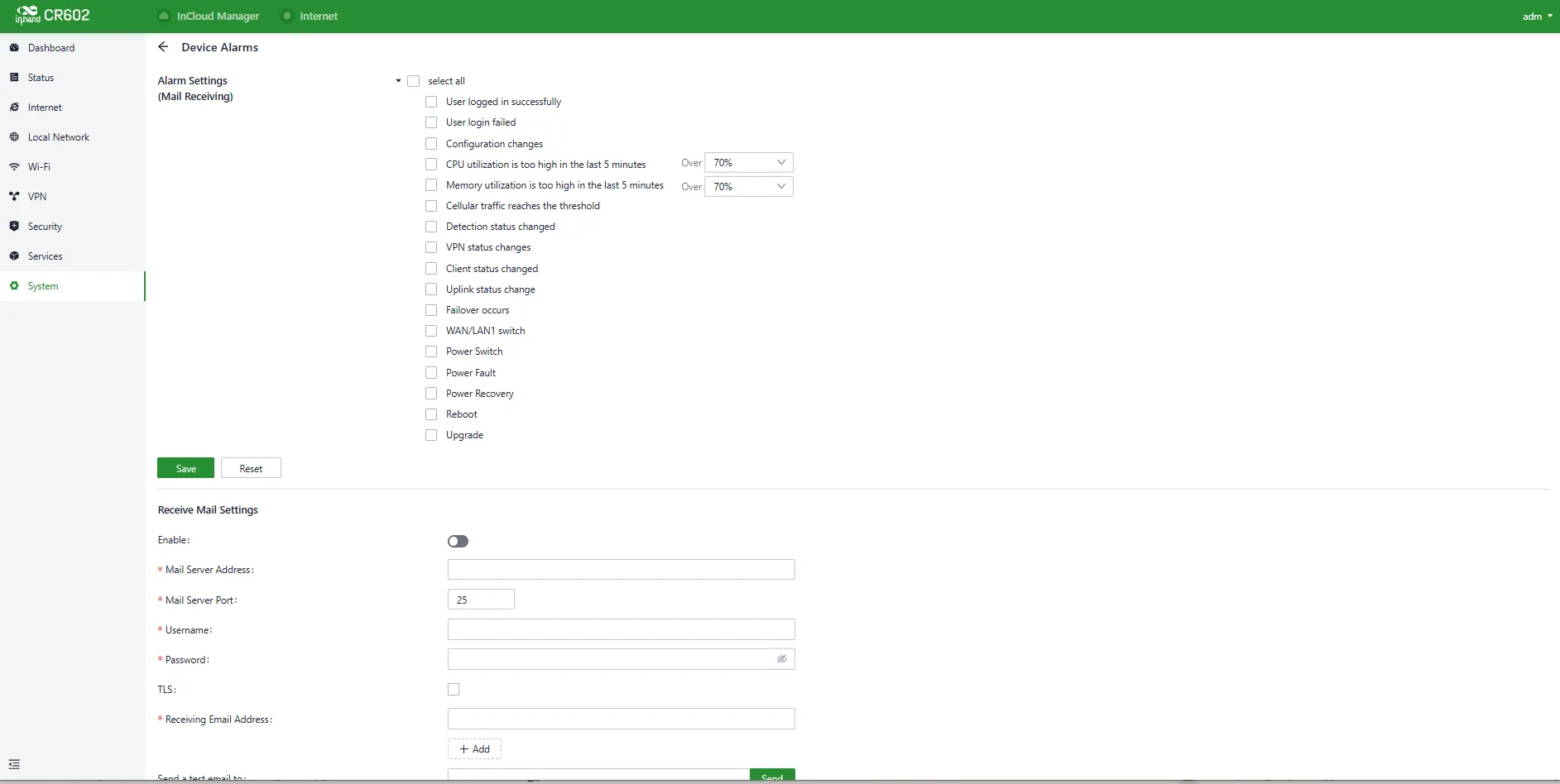 Configure the Device Alarms