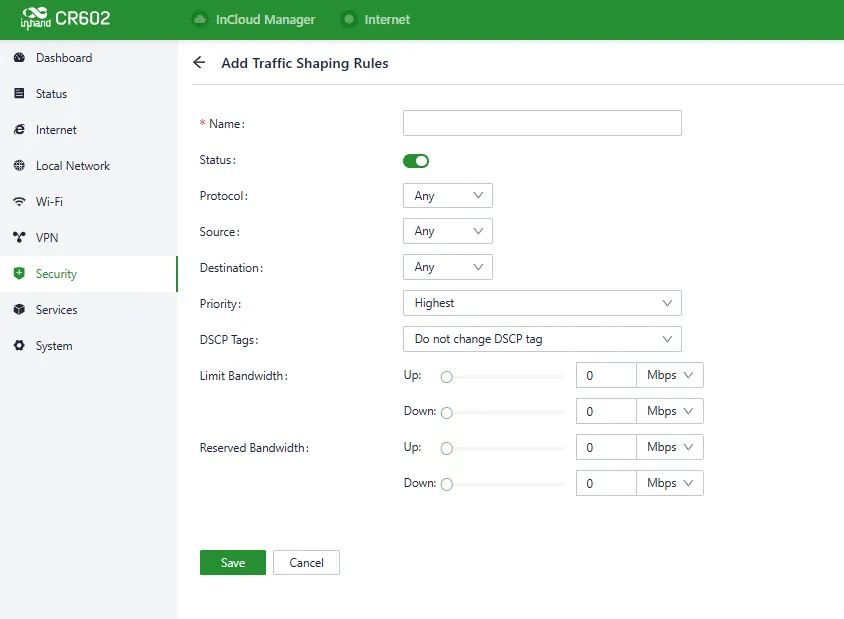 Add a traffic-shaping rule