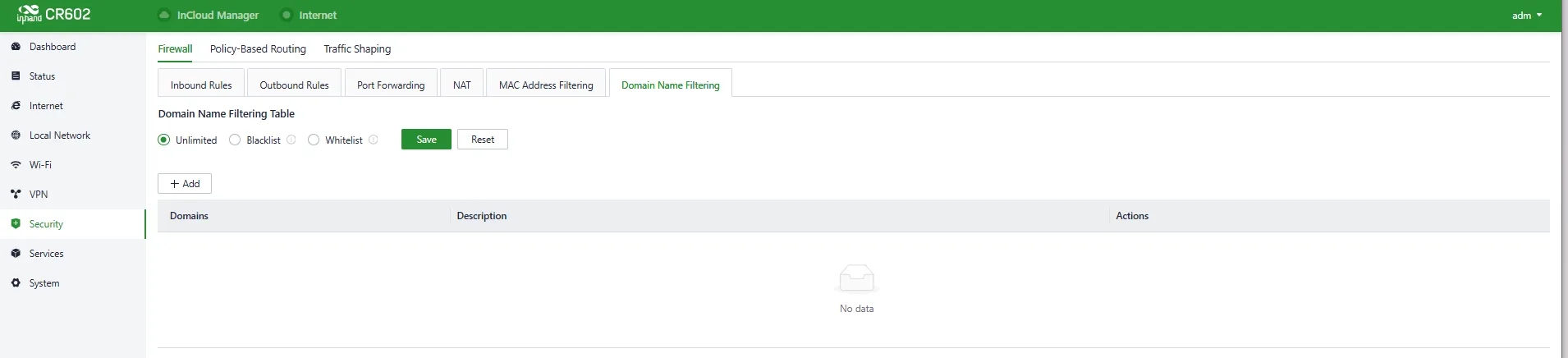 Set the Domain Name Filter Rule