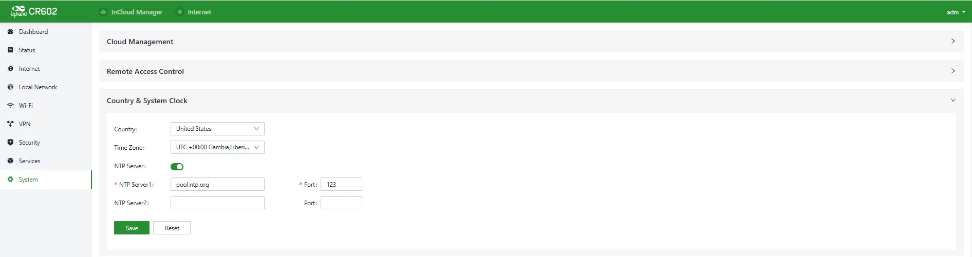 Set the System Clock and NTP Server