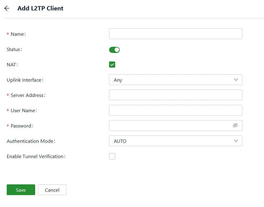 L2TP VPN Client interface