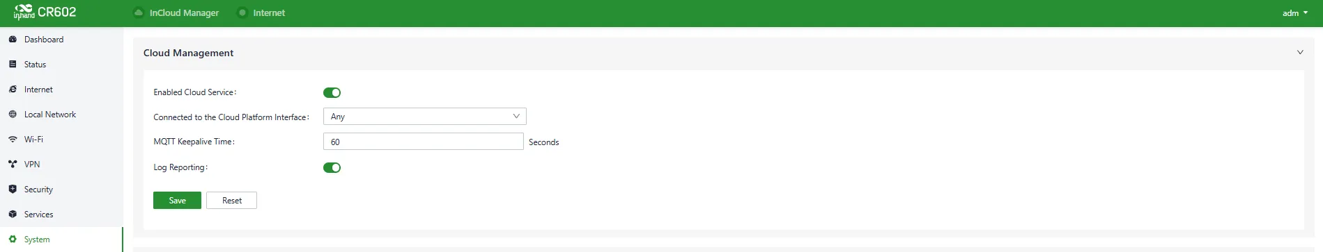 Configure the Cloud Management service