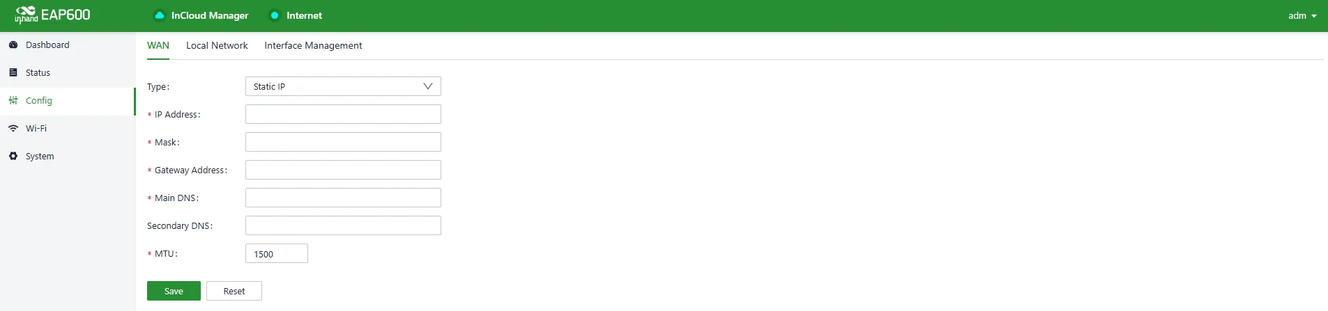 Configuring Static IP Address