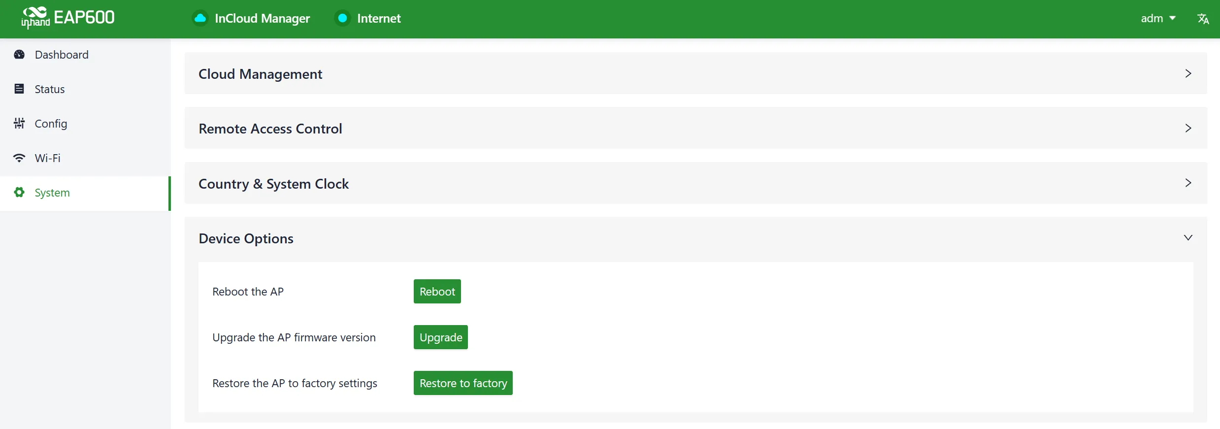 Device Option Interface