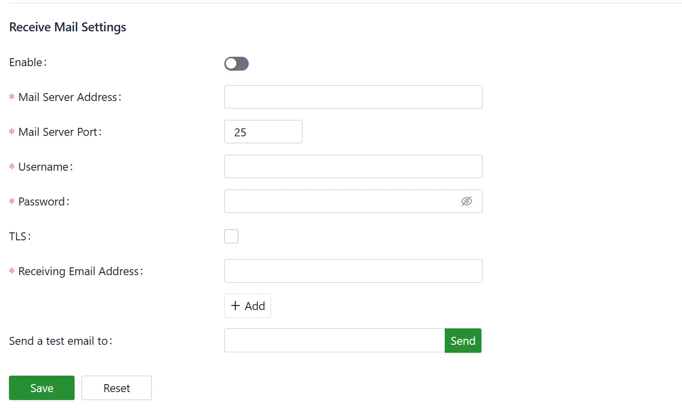 Set the Alarm Email Receiving Address