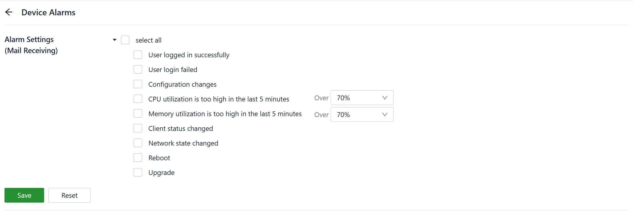 Configure the Alarm Events
