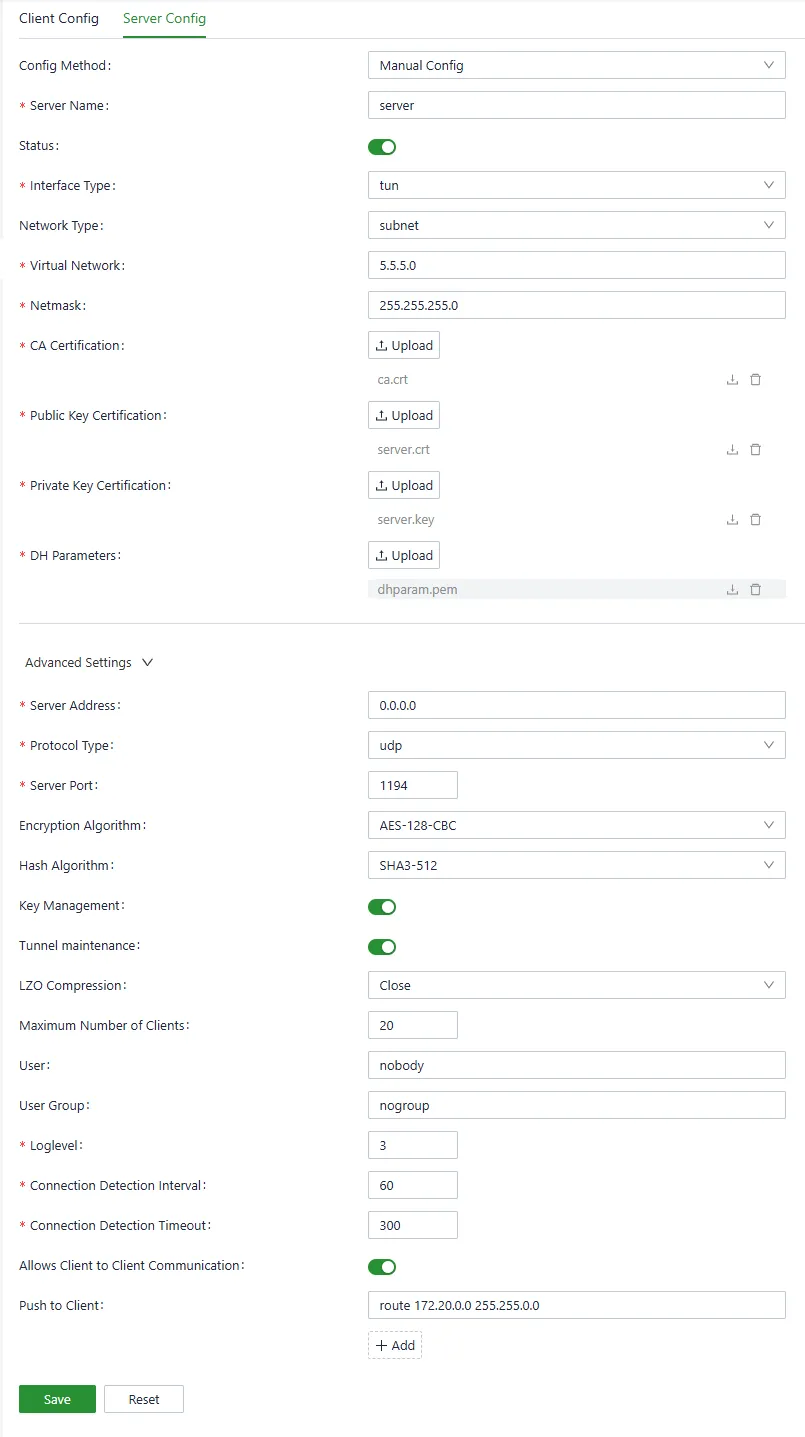 OpenVPN Server Manual Configuration