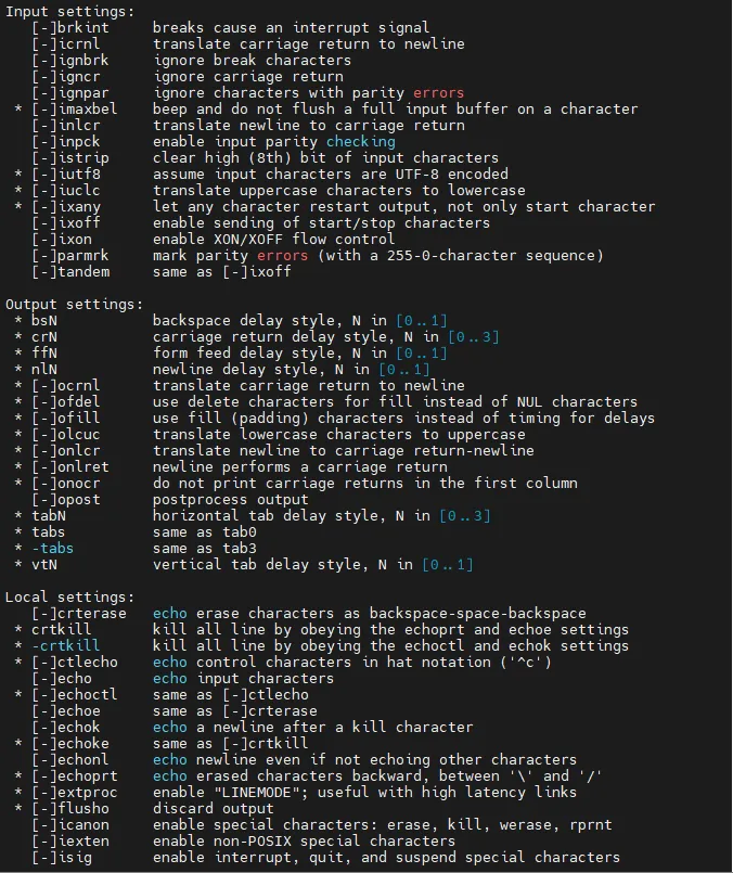 stty command example 2