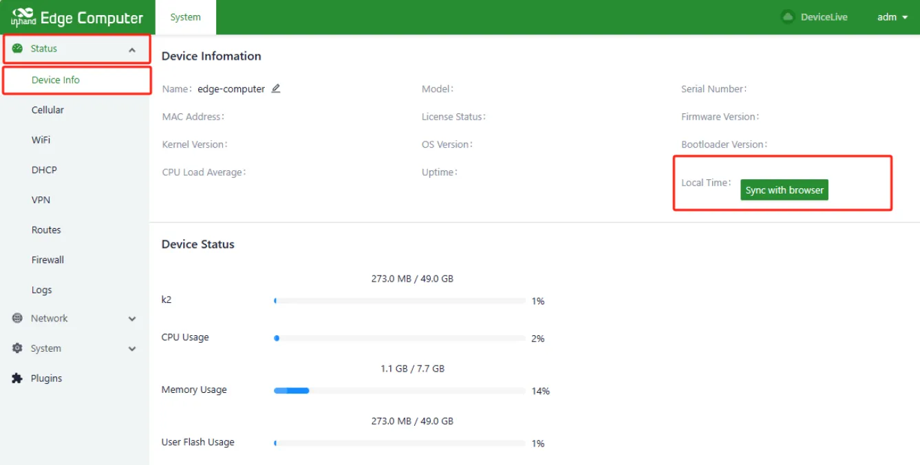 Time synchronization with browser