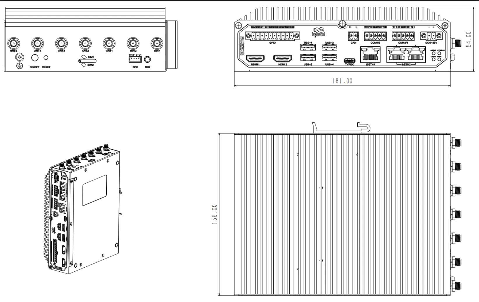 EC3000 mechanical dimensions