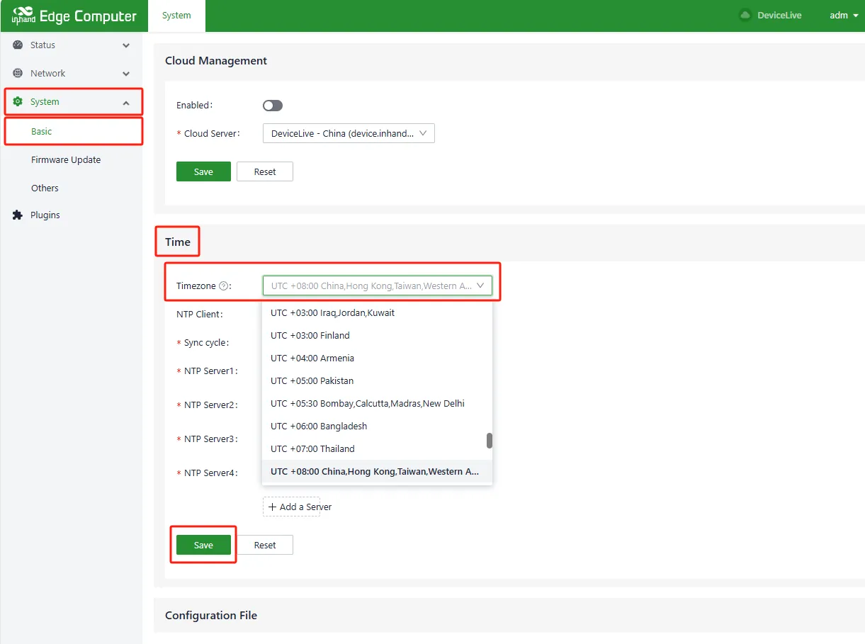 Cloud management configuration