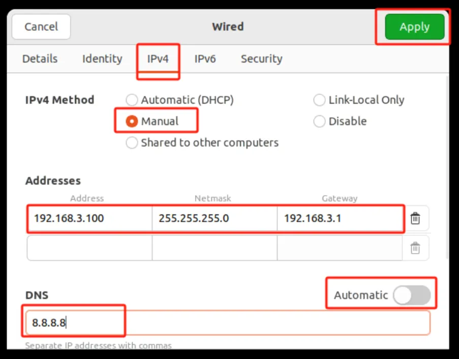 Ubuntu Static IP Configuration