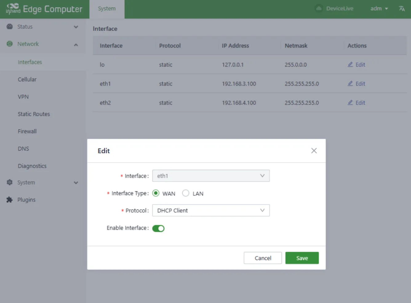 Ethernet DHCP Client Configuration
