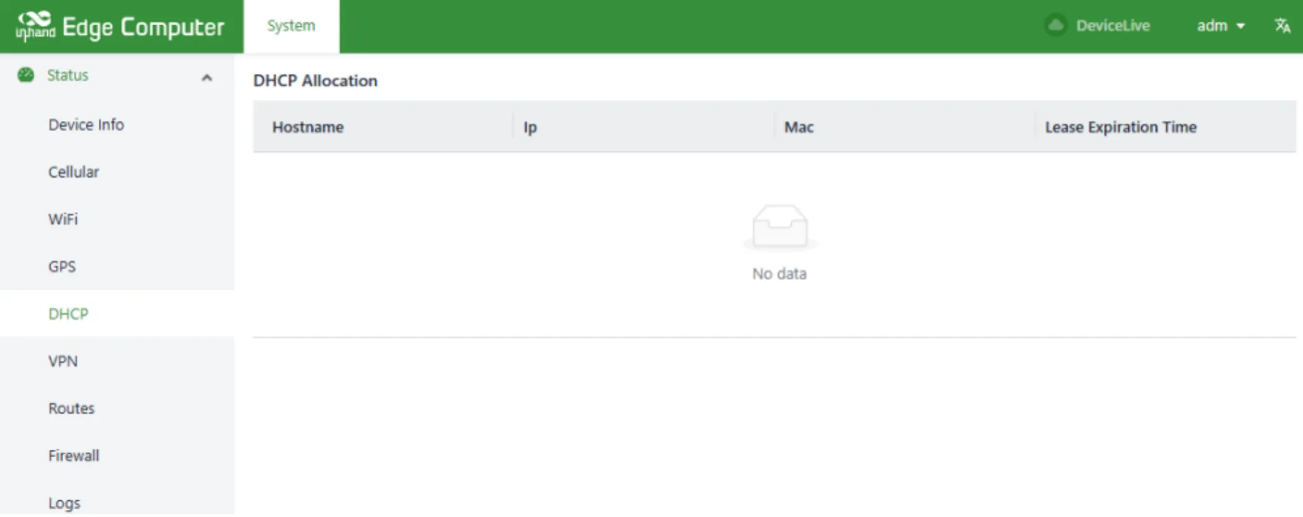 DHCP Server Status