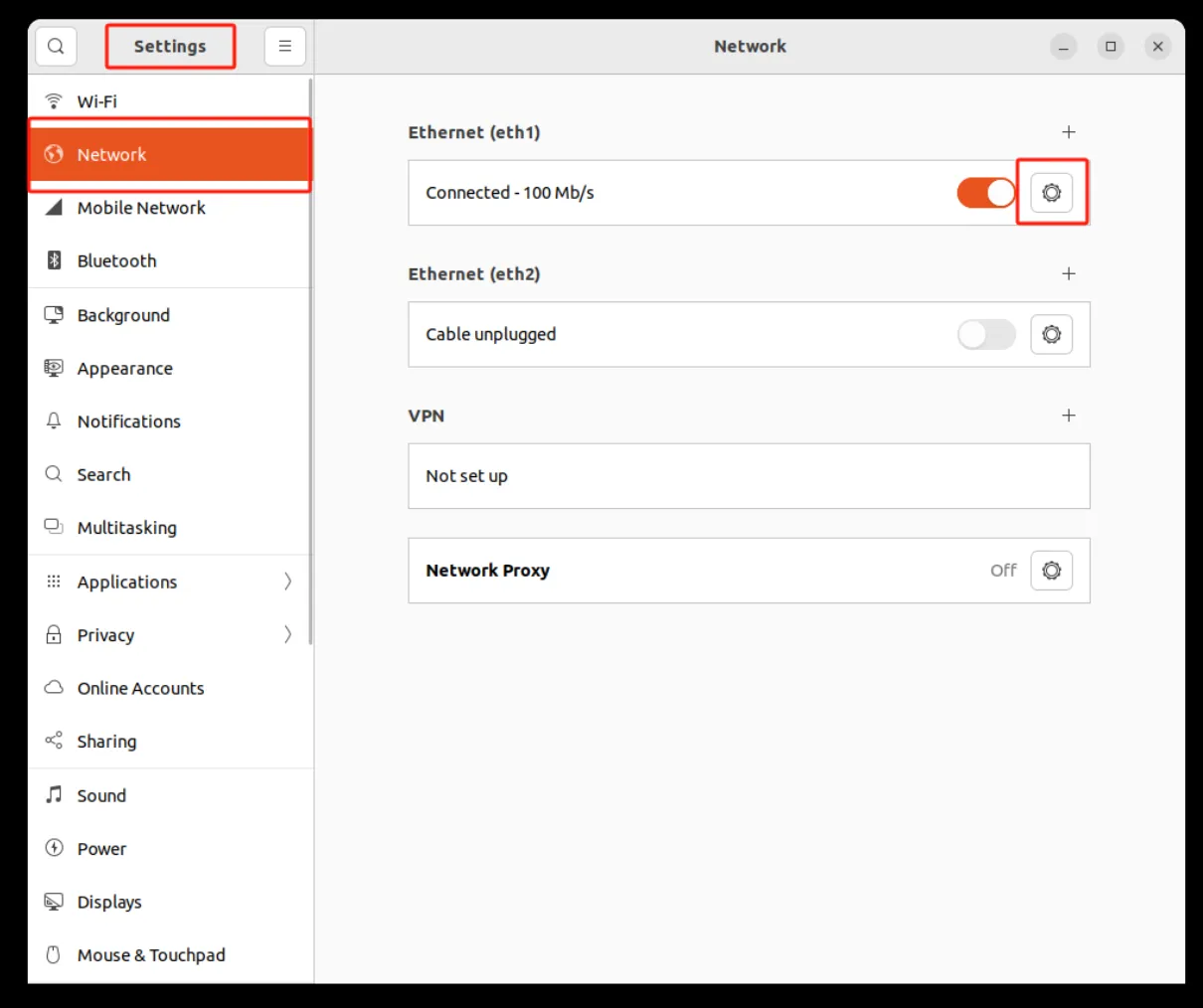 Ubuntu Ethernet Settings 2