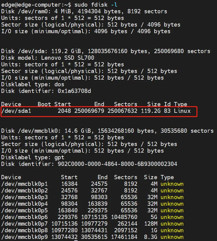 fdisk Partition List