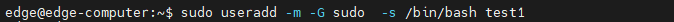 useradd command creating test1 user