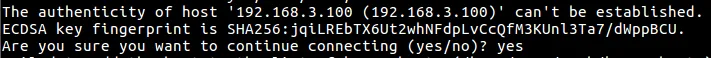 SSH host key confirmation prompt