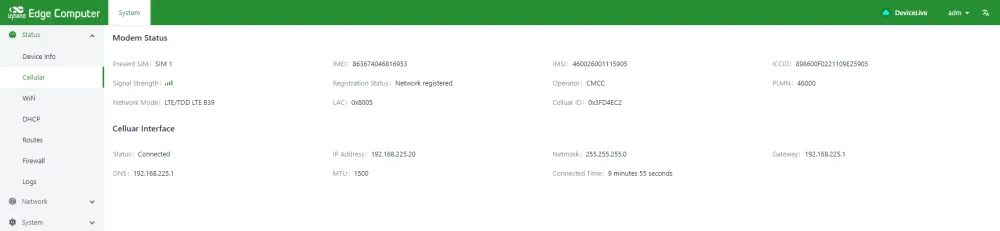 Cellular dialing status page