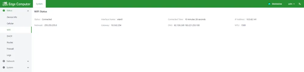 Wi-Fi station status page