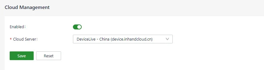 Cloud management configuration page