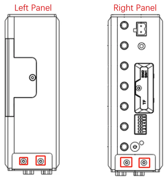 Wall mounting kit attached to left and right panels