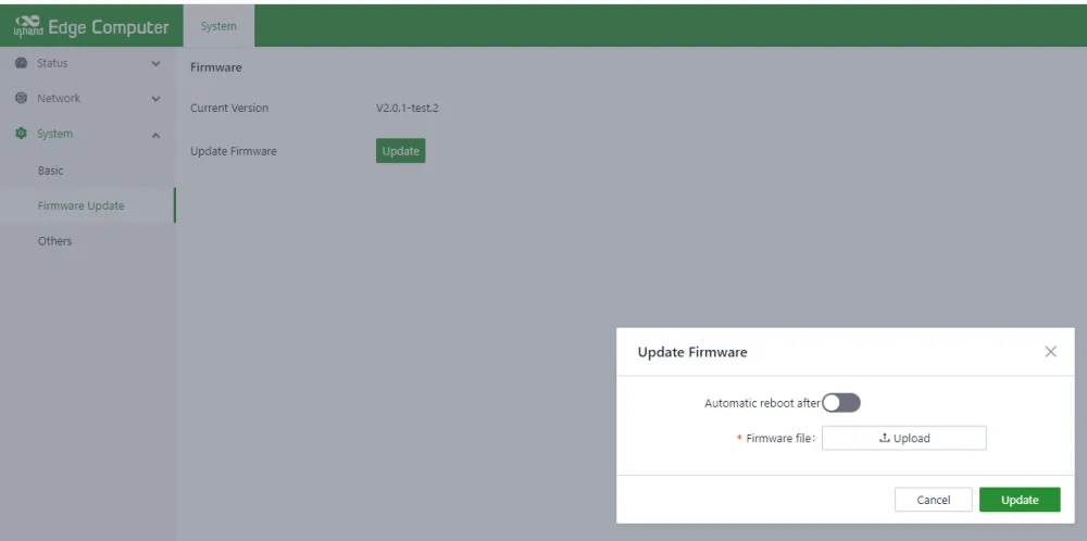 Firmware upgrade page