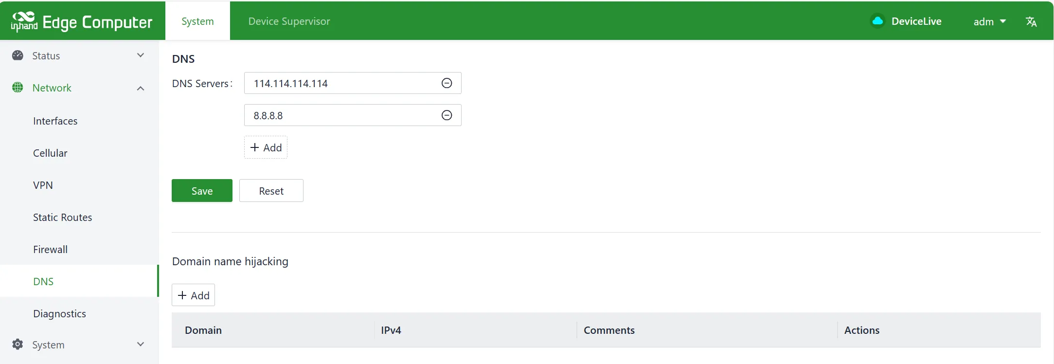 DNS server configuration