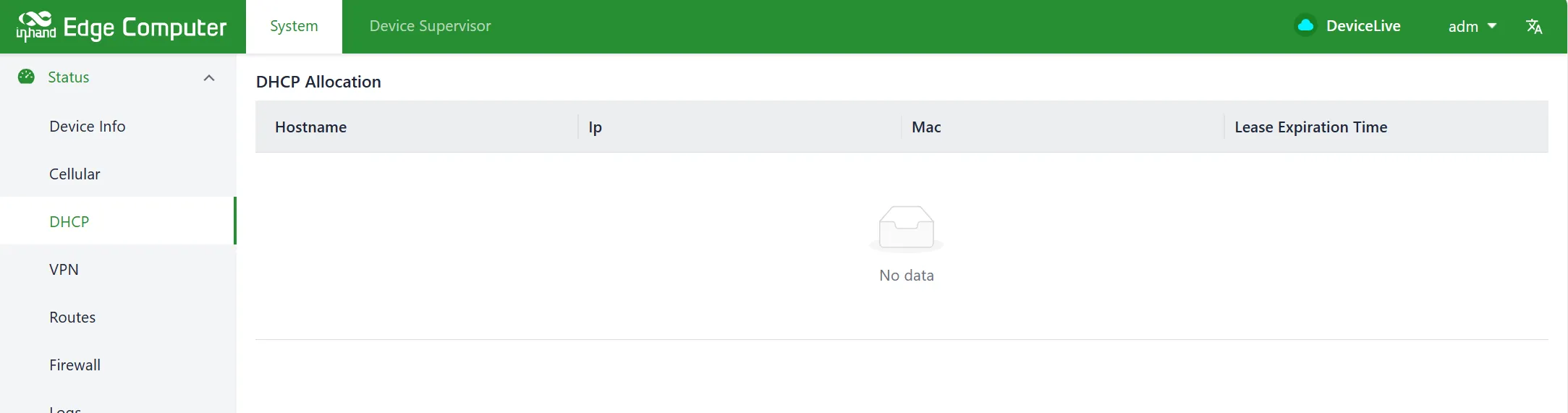 DHCP server status