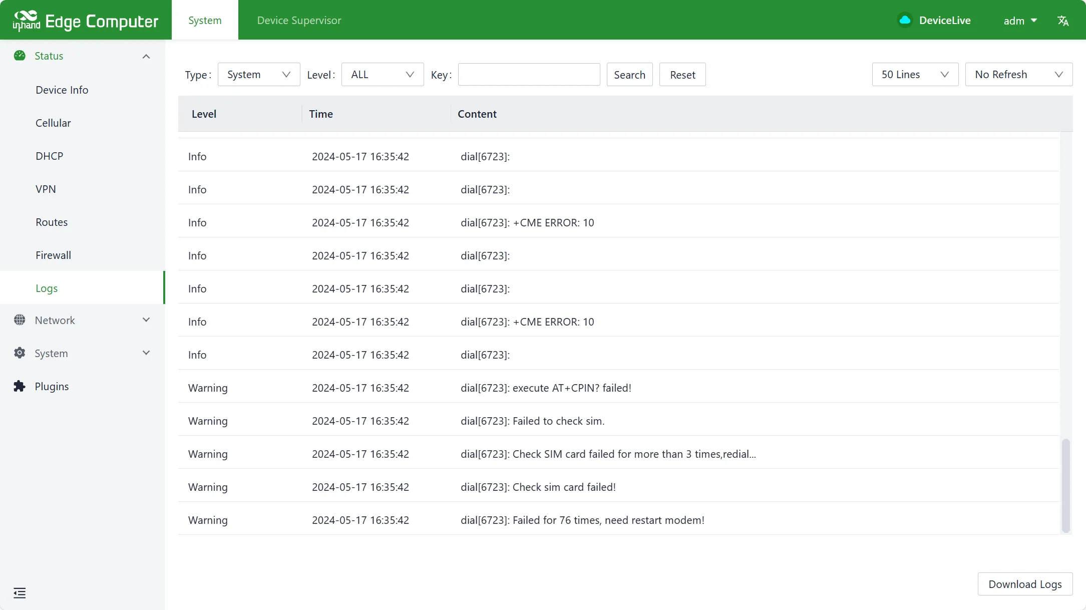 Log information