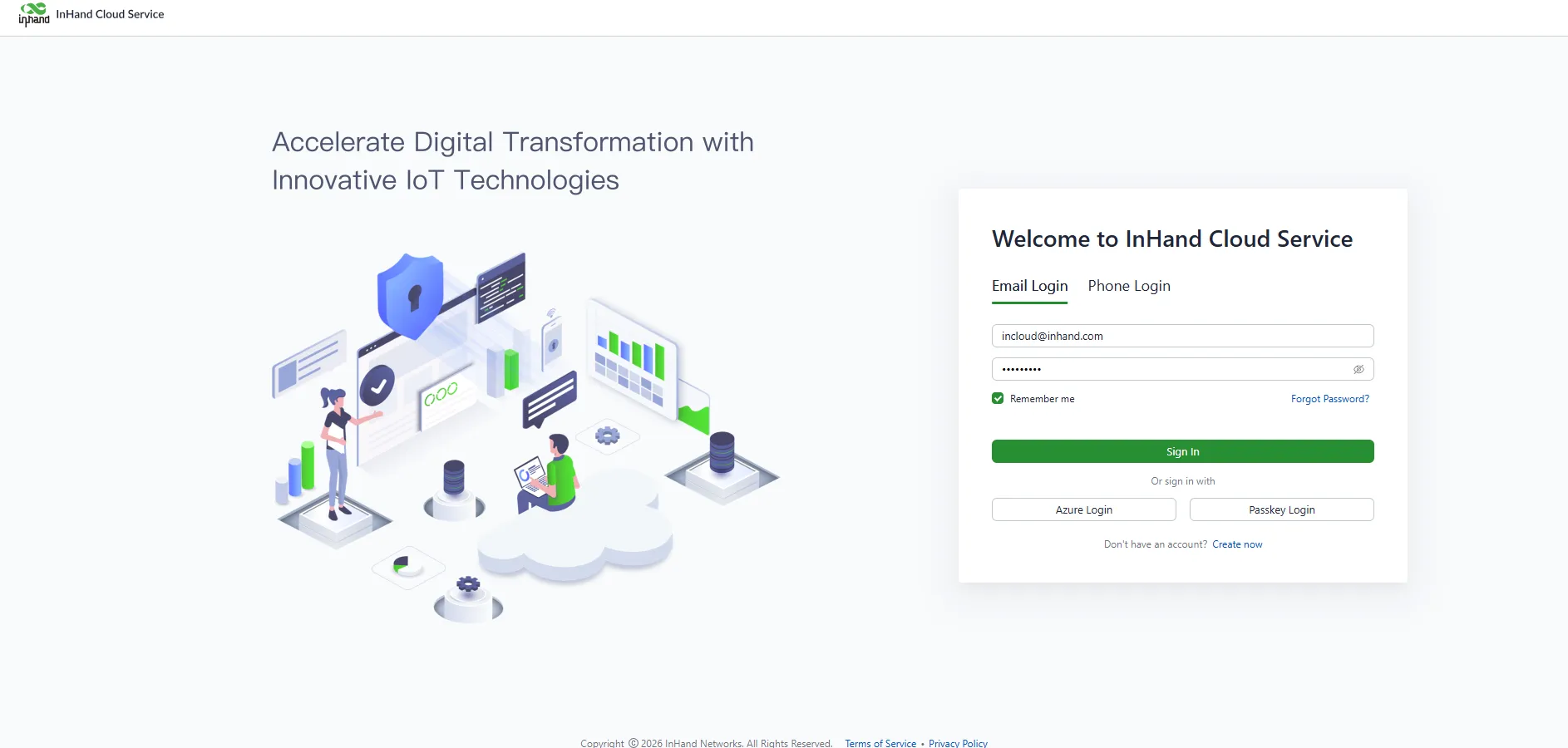 Register an InHand Cloud Services Account