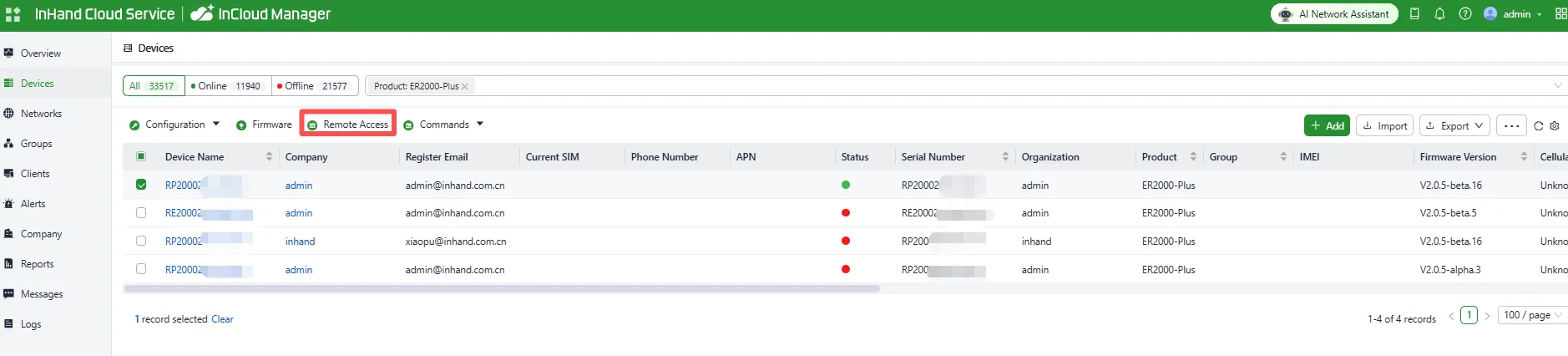 Select Target Device for Remote Access