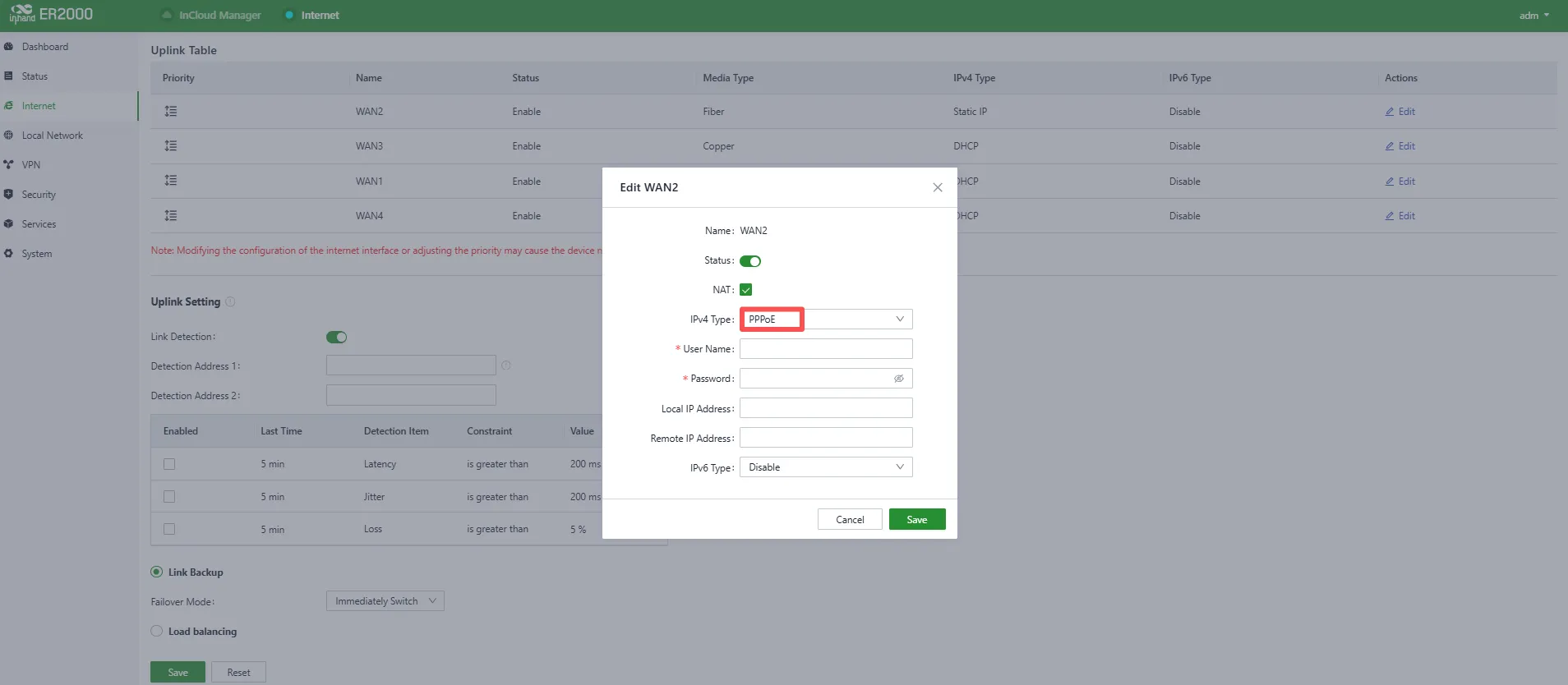 Configure Broadband Dial-Up Service