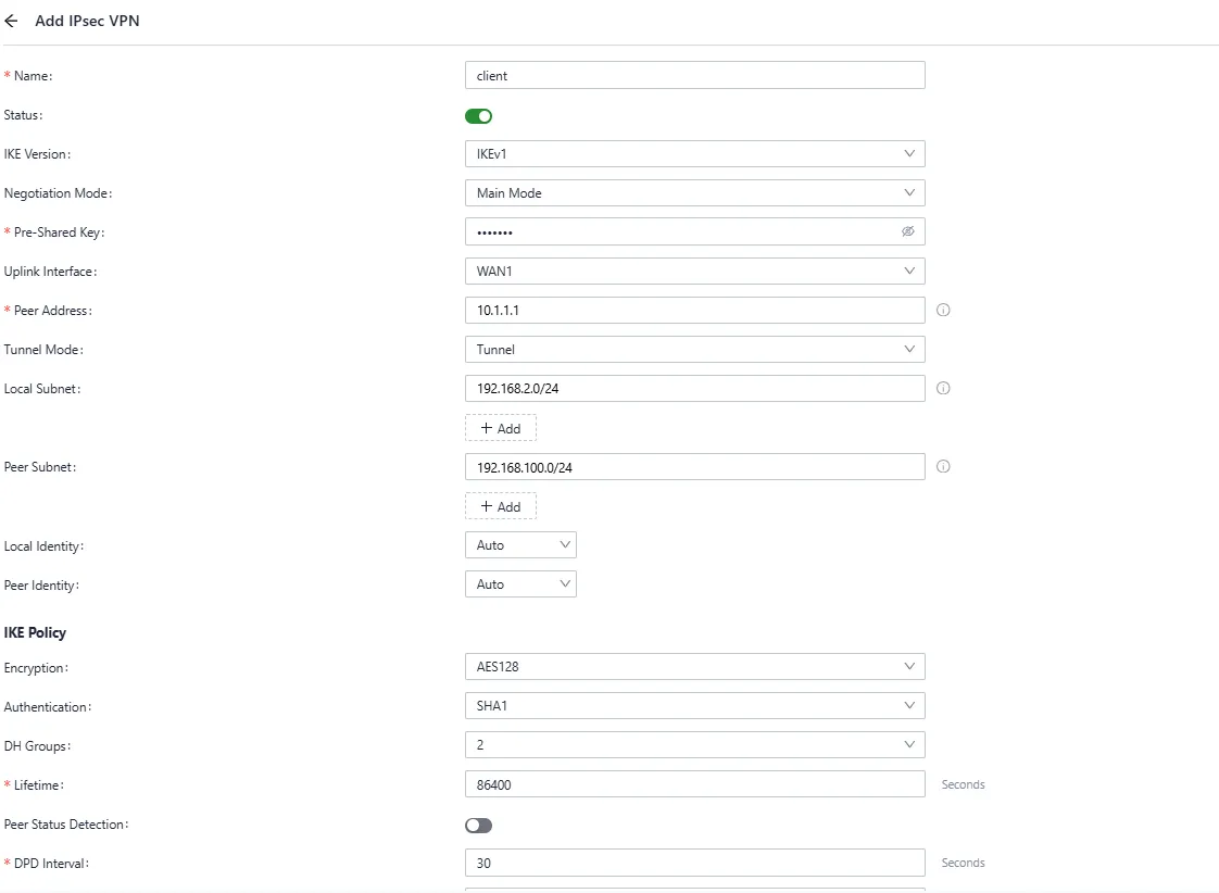 IPsec Client-side Configuration