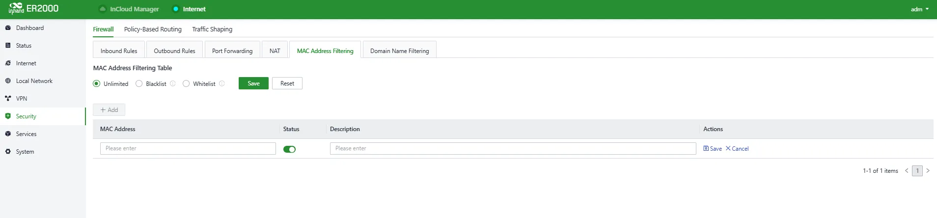 Add MAC Filtering Rule