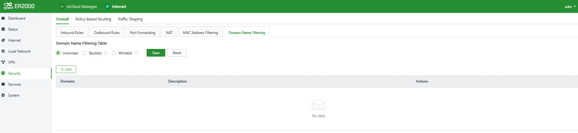 Add Domain Filtering Rule