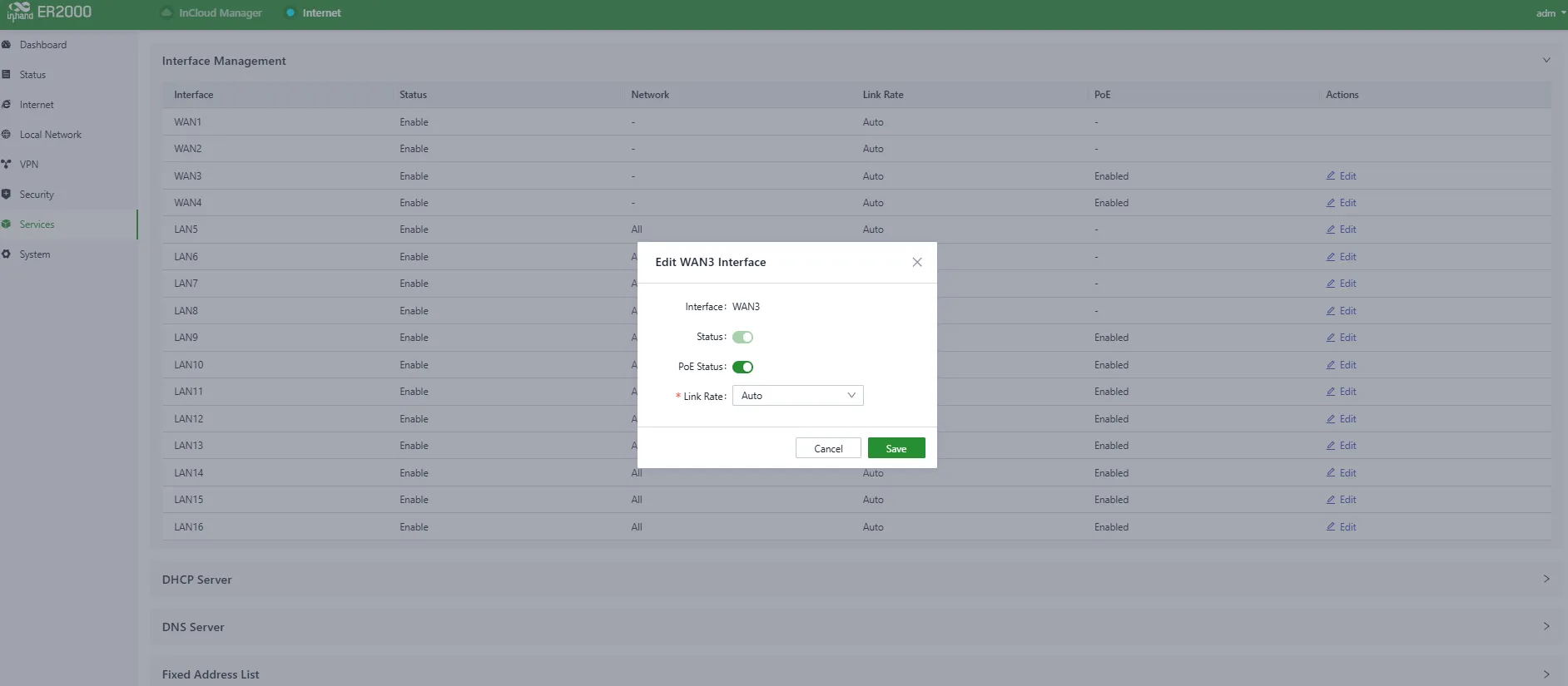 Modify Interface Configuration