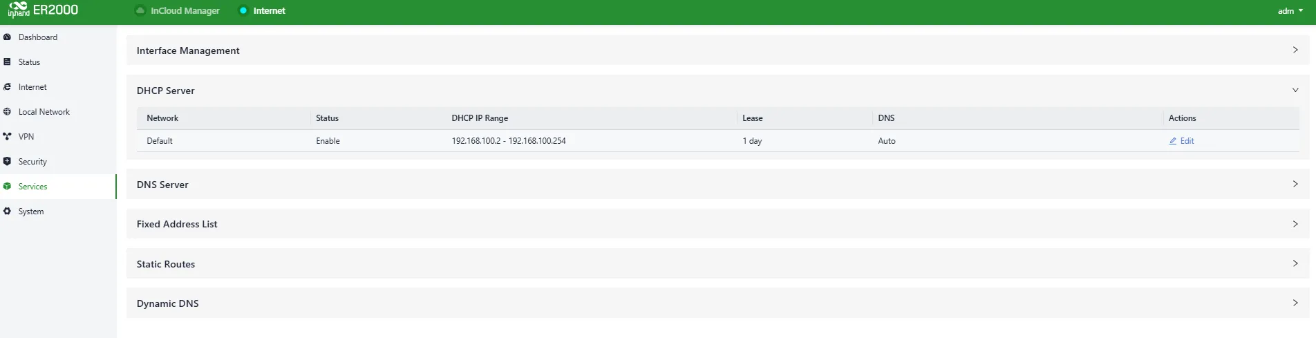 Configure DHCP Address Pool