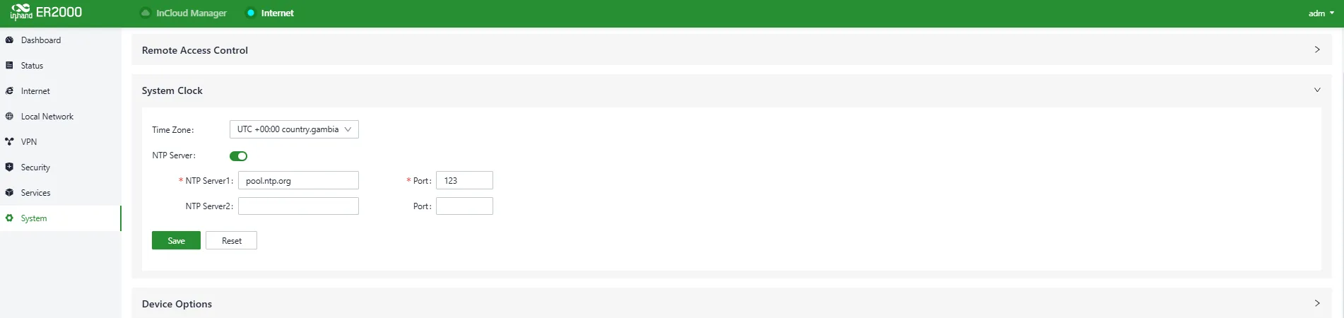Select Time Zone and Configure NTP Server Address