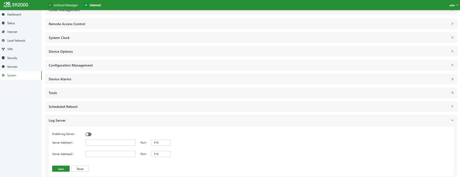 Specify Log Server Address